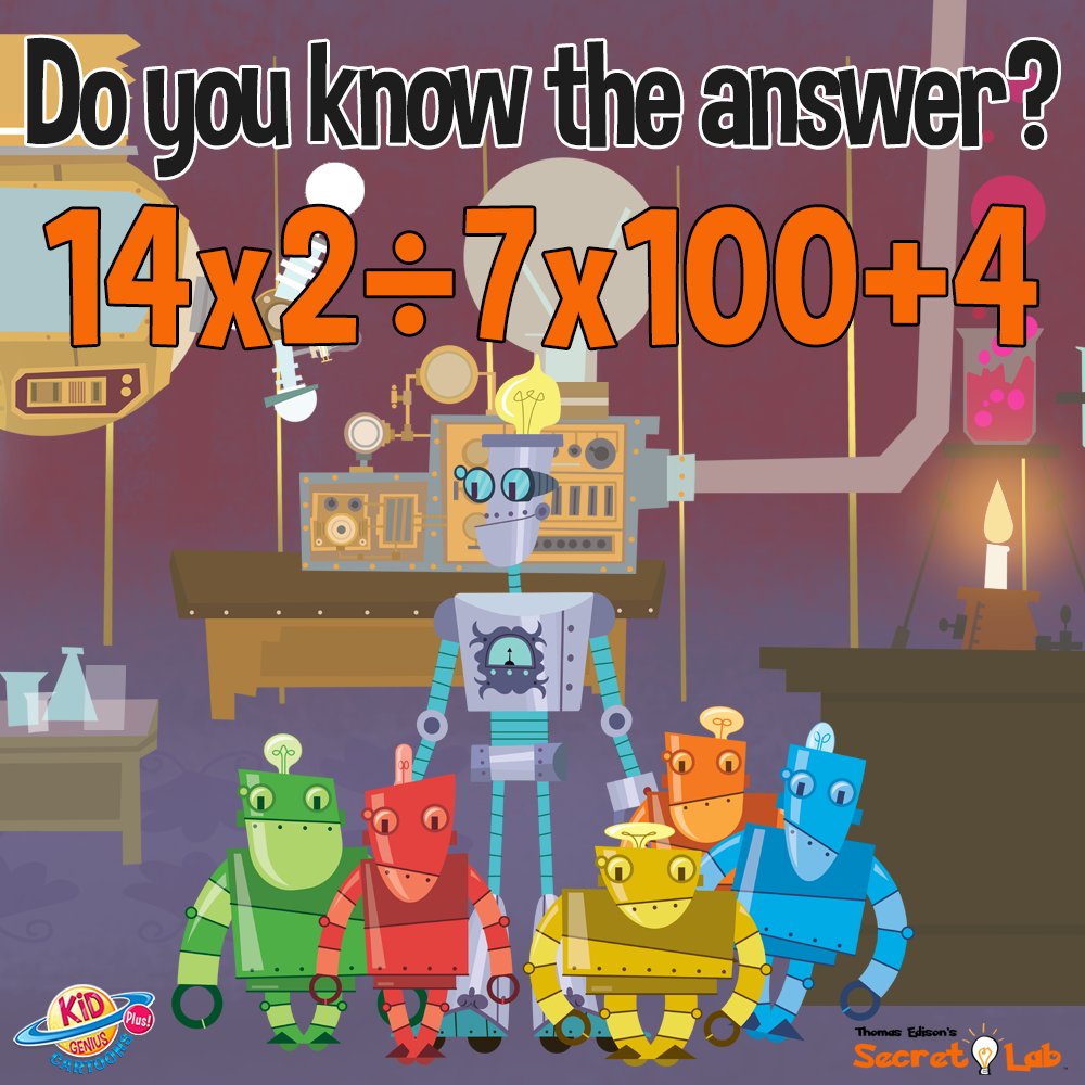 KidGeniusTV's tweet photo. 🤔 Can you figure out the answer? Tell us your answer below! 👇👇👇 #KidGenius #EdisonSecretLab https://t.co/9R7g4BoqbH