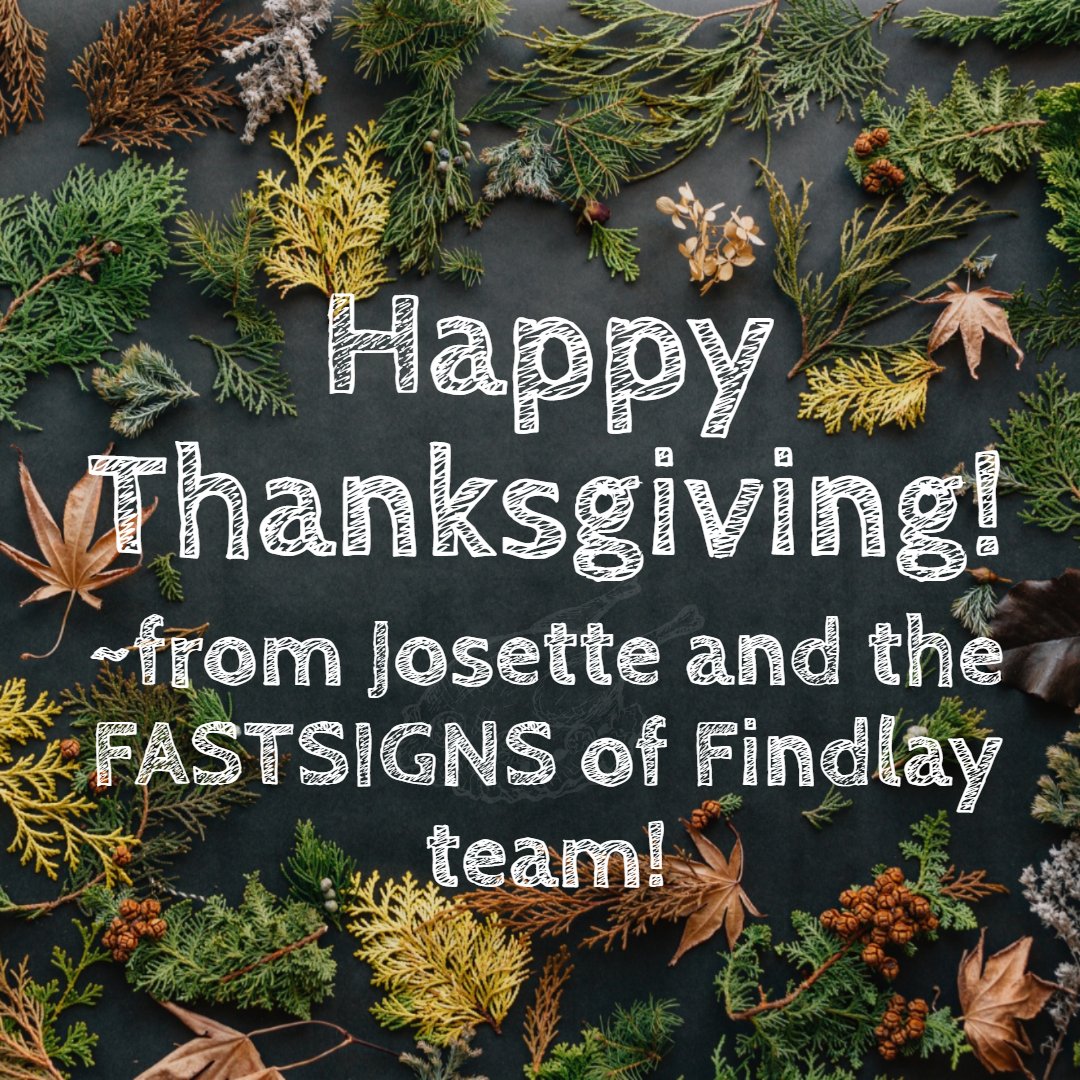 FindlayFAST's tweet image. Happy Thanksgiving! We hope your day is filled with food, family and friends. We will be closed on Thanksgiving and open on Friday from 9-5 with limited services.