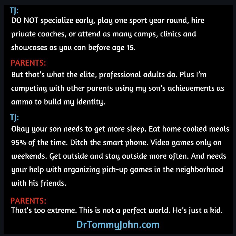 DrTommyJohnDC's tweet image. Hope this stings a little. It’s supposed to. I’m tired of seeing the side effect of unhealthy homes showing up in youth sports as injury epidemics to elbow, knees and brains. 

The ONLY stop to these injury numbers is when parents decide to change how we are raising our youth.