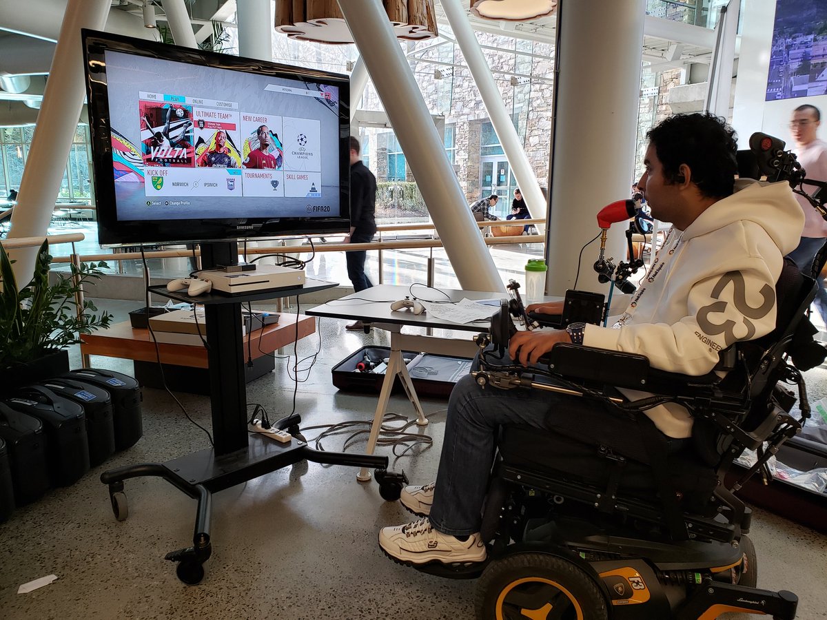 NeilSquireSoc's tweet photo. Gearing up for our Powered to Game tournament for gamers with disabilities at EA Vancouver. Gameplay starts at 1pm today. #PoweredToEnable @Inside_EA https://t.co/2WfkGvHqSM