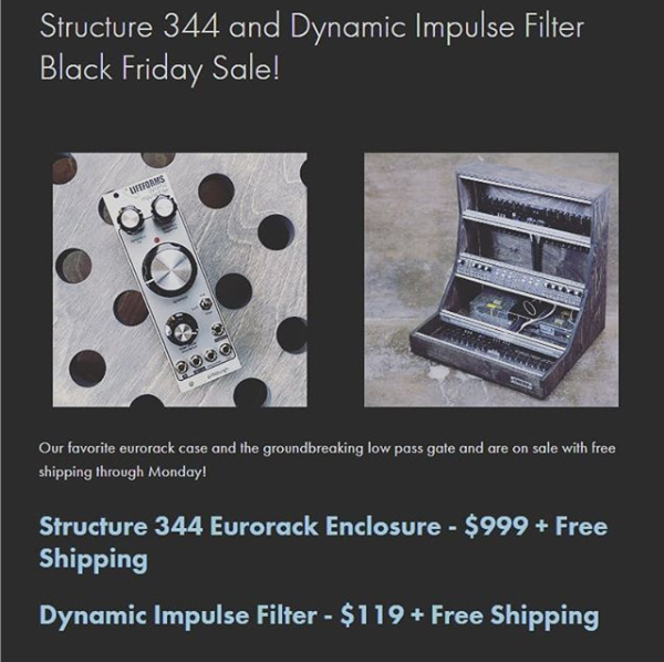 pghmodular's tweet photo. We have a sale too! Structure 344 #eurorack case and our Dynamic Impulse Filter #lowpassgate #synth module are on sale through Monday. #BlackFriday #BlackFridaySale #Sales https://t.co/OMXMpwoDAM https://t.co/JDcvJFQHS4