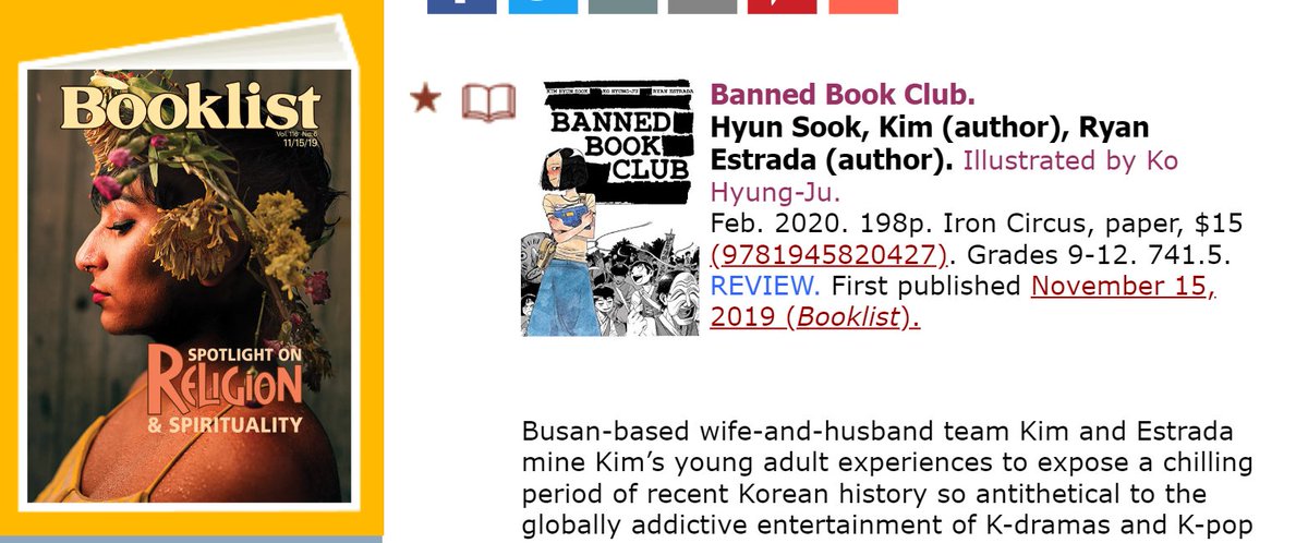 Here, for example, is a starred review for the upcoming  @ironcircuscomix book "Banned Book Club," from Booklist.