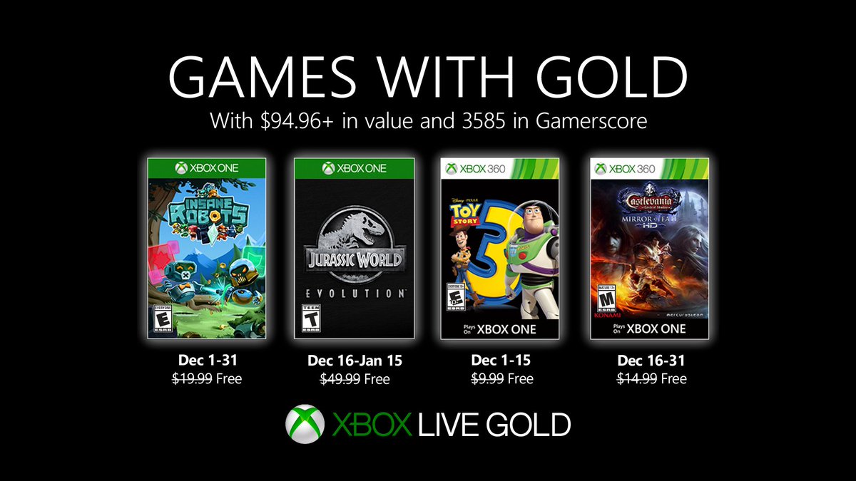 Xbox Live Games with Gold December 2019