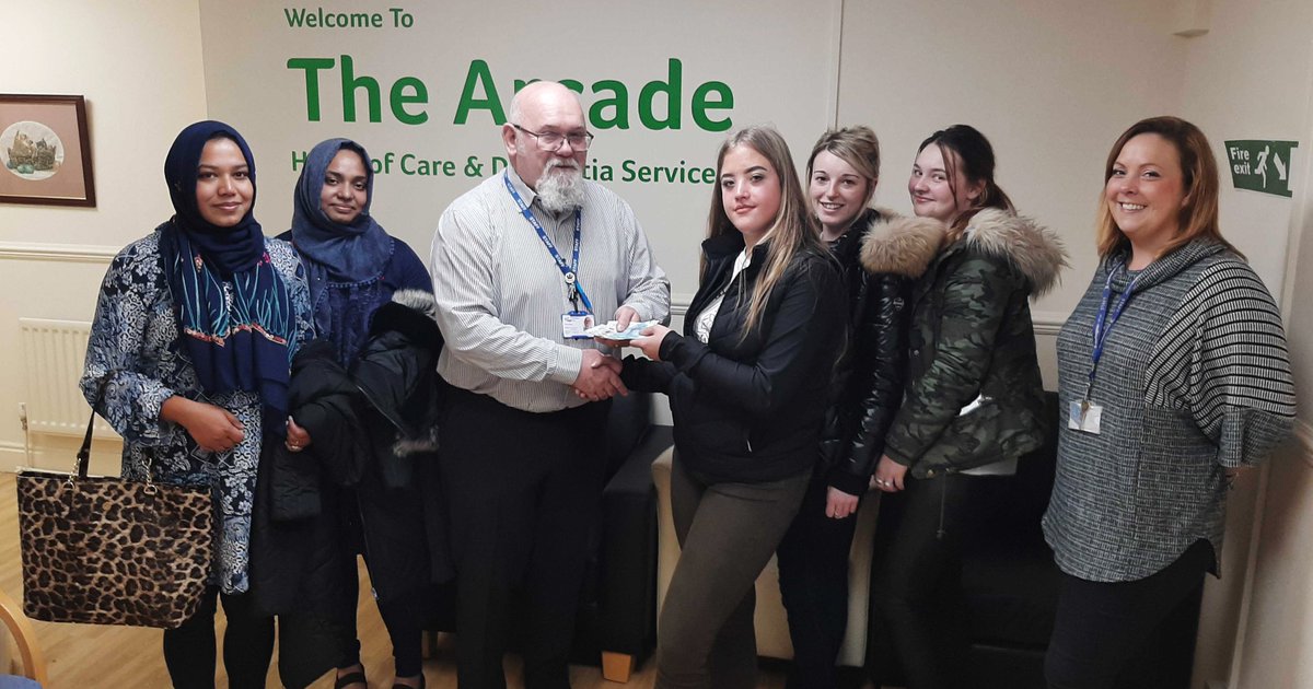 Thank you very much to the amazing Health and Social Care students from <a href="/darlingtonfe/">Darlington College</a> who've raised £90.60 for our care services and helping us as part of  a days work experience. 
Here's Pat Blewitt, Care Manager being presented the money by the students.
#carers #Careers