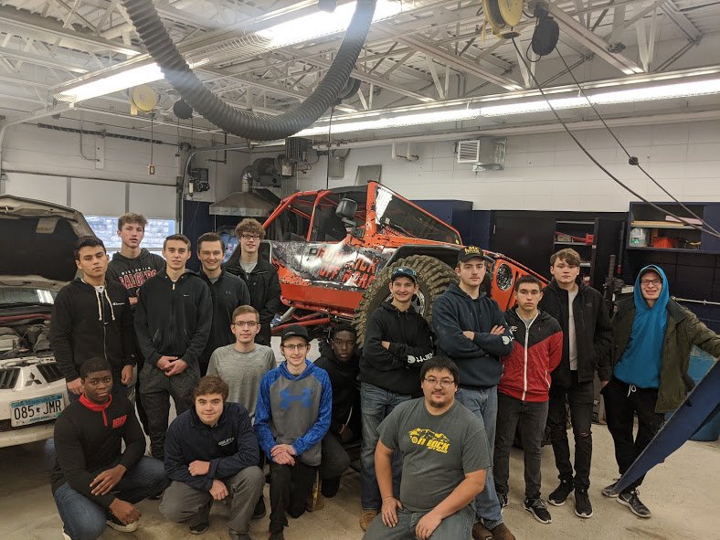 RhsVehicle's tweet photo. @IronRockOffRoad stopped by the shop to show off a few project vehicles and teach the kids a lesson on suspension.  The students had great questions!  Thanks for bringing out some cool iron Patrick.  Looking forward to next year! https://t.co/rN3u8I02VU