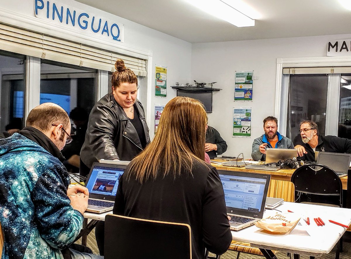 amperecanada's tweet photo. The Digital Skills for Entrepreneurship program lead by Canada Learning Code is in full swing at the @IqMakerspace 🤩 A great educational program to provide adults with the digital skills to create an online presence from the ground up! 
#Iqaluit #Entrepreneurship #DigitalSkills https://t.co/nb8zLgzNrN