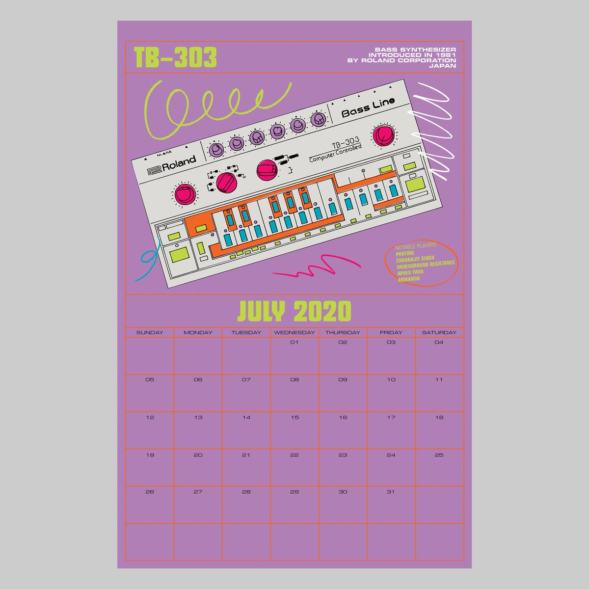 Further look into our 2020 Calendar - dedicated to 12 iconic drum machines, synths and sequencers.

Illustration by <a href="/DionneMathieu/">Dj Sportswear</a> Scoop it up here: mimsanctuary.myshopify.com/collections/ar…