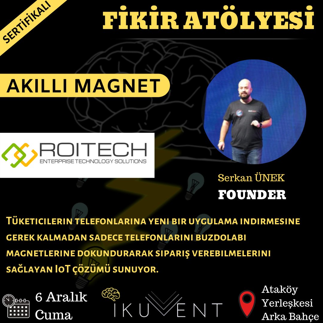 ikuvent's tweet photo. Fikir Atölyesi'nin konuklarından AKILLI MAGNET karşınızda..#iku #ikuvent #ventor #girisimcilik #akıllımagnet #roitech #startup #ikuedu #ikuiibf https://t.co/yn8YlRBxnG
