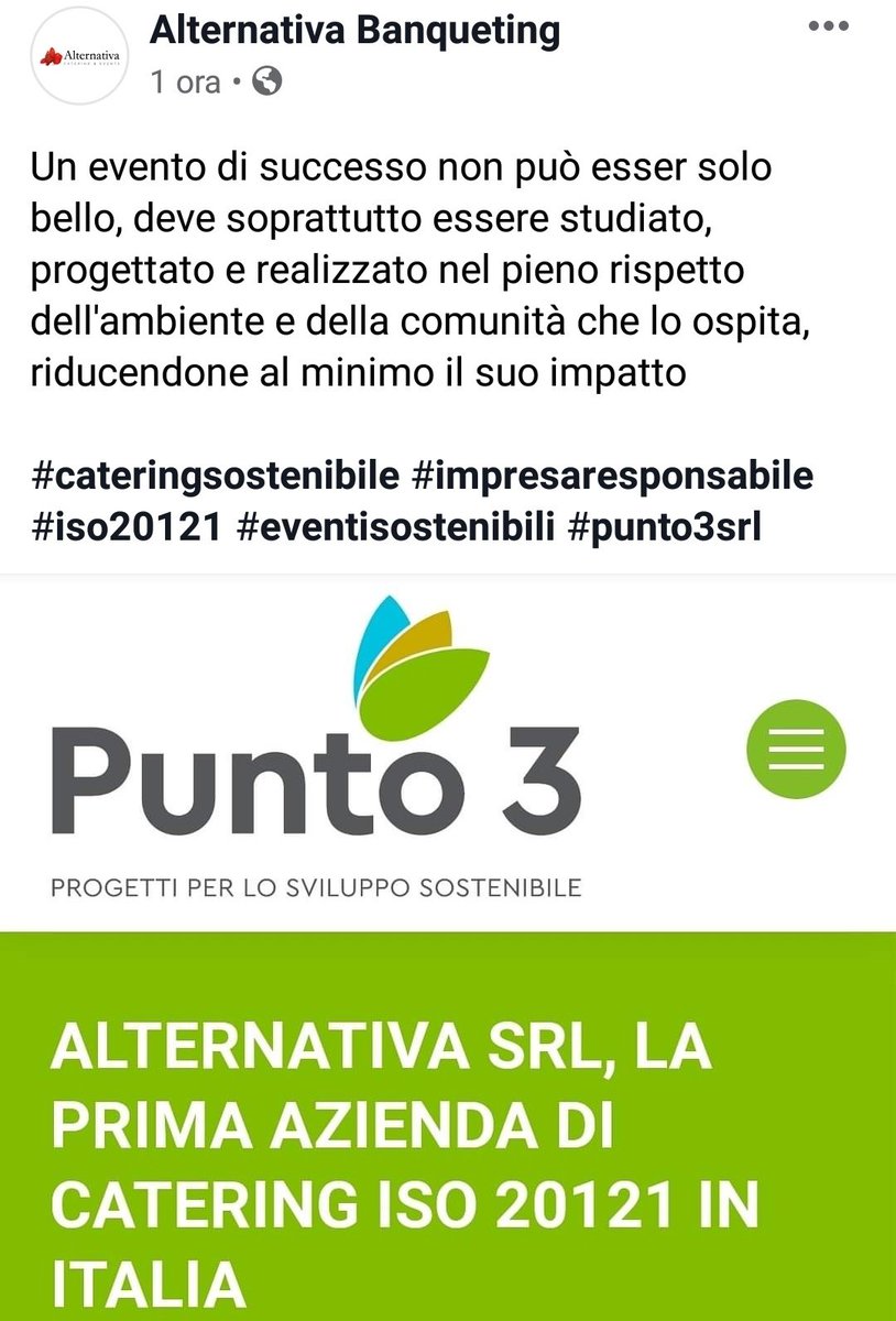 AlternativaMi's tweet photo. Orgogliosi di aver portato anche nel nostro lavoro i valori in cui crediamo ogni giorno 
#impresaresponsabile #iso20121 #sostenibilità #eventisostenibili #cateringsostenibile @Punto3Srl https://t.co/GIdfveRTFR