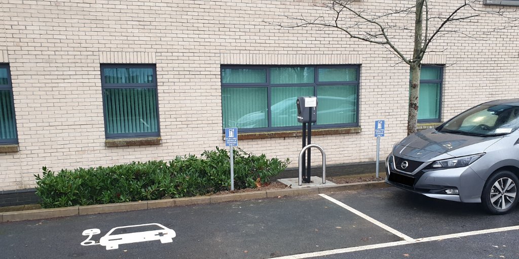 ORSIreland's tweet photo. The ORS Project Management Team were delighted to hand over one of several electrical vehicle charging point projects to @IDAIRELAND at IDA Athlone earlier today. #ORS #EngineeringASustainableFuture @Easygo_ie https://t.co/KPFC7vY08q