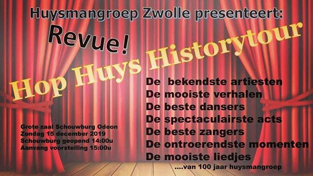 100 jaar Huysmangroep mede met zang, dans, sketches, live muziek, interviews wordt u meegenomen in 100 jaar heden en verleden van de groep. De huidige leden staan natuurlijk ook op het podium. Ben je ouder, oud-lid of draag je de Huysmangroep een warm ha… ift.tt/2OqV9bv