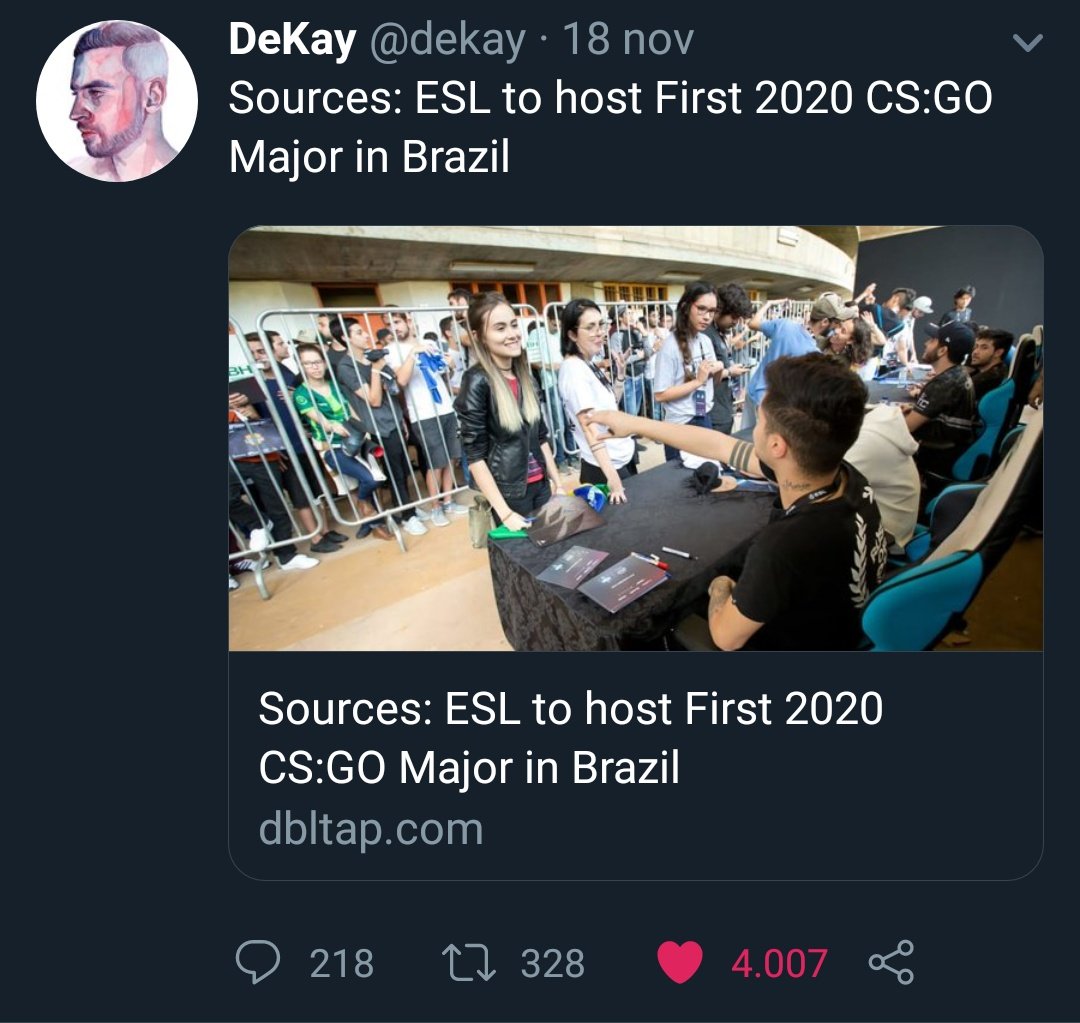 RauleSrib's tweet photo. Sem qrer ficar no hype (mas já estando) na última vez q DeKay fez o report sobre o Major em Berlim 11 dias dps confirmaram a informação

Se o padrão for o msm o anúncio do #MajorinBrazil seria feito dia 29/11

Será q teremos o melhor sextou do ano dia 29? HAHAHA

Boa tarde clã! https://t.co/uvAu5iP5X3