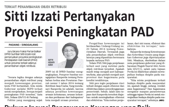 PgDprd's tweet image. Politisi Golkar  Sumbar 

Sitti Izzati Aziz mempertanyakan proyeksi peningkatan PAD menyusul adanya penambahan objek retribusi