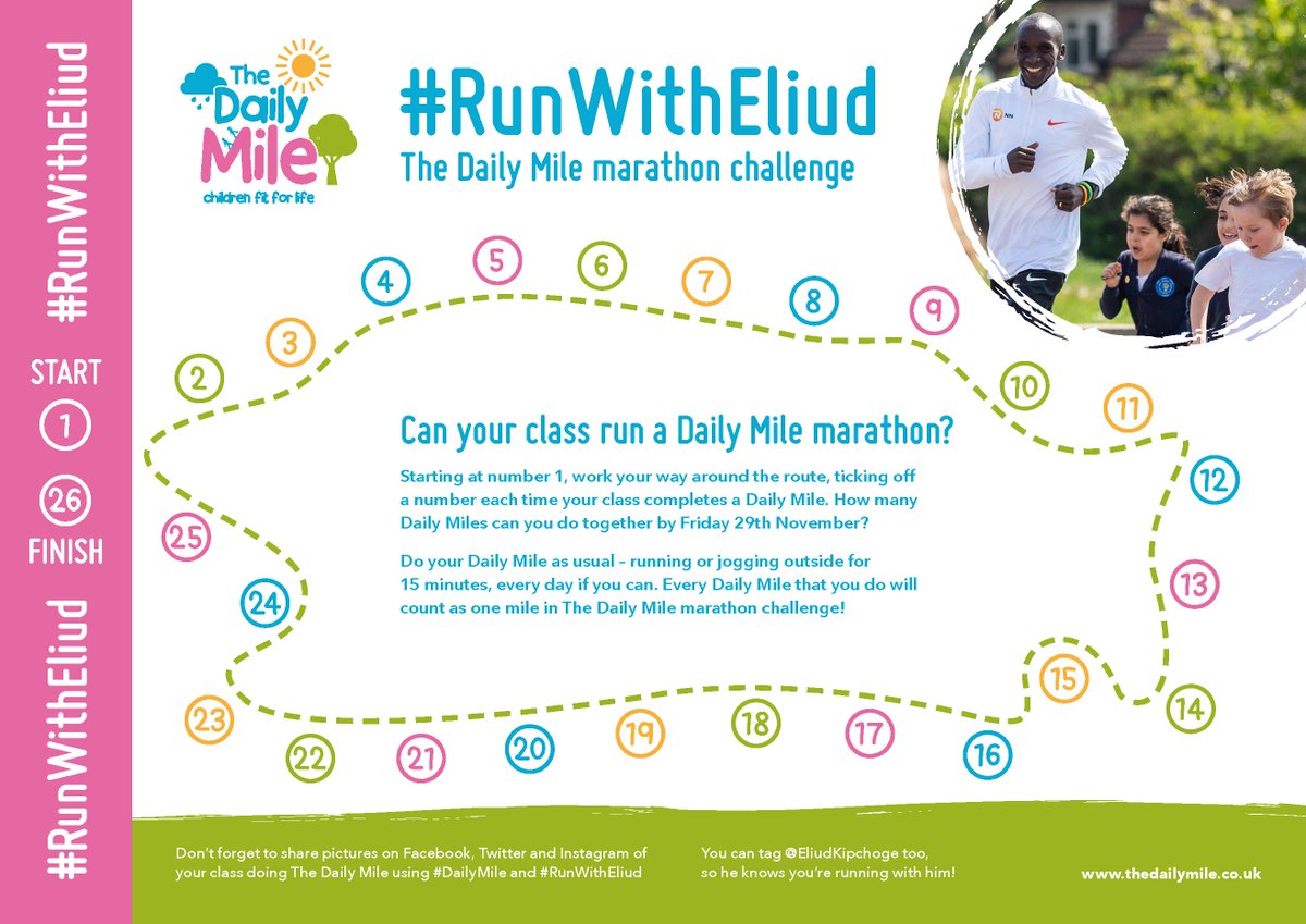 _thedailymile's tweet photo. 🚨 Our #RunWithEliud marathon challenge is almost over! 

Be sure to submit your poster (with your completed #DailyMiles ticked) by 5pm GMT on 29th November for a chance to win a t-shirt signed by @EliudKipchoge. 

Submit your poster here: https://t.co/MlJI07MQwk https://t.co/TX69LCssAA