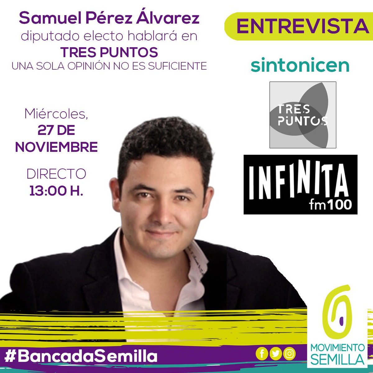 En un par de horas arrancamos en <a href="/TresPuntosGT/">Tres Puntos</a> por <a href="/radio_infinita/">Radio Infinita</a>.