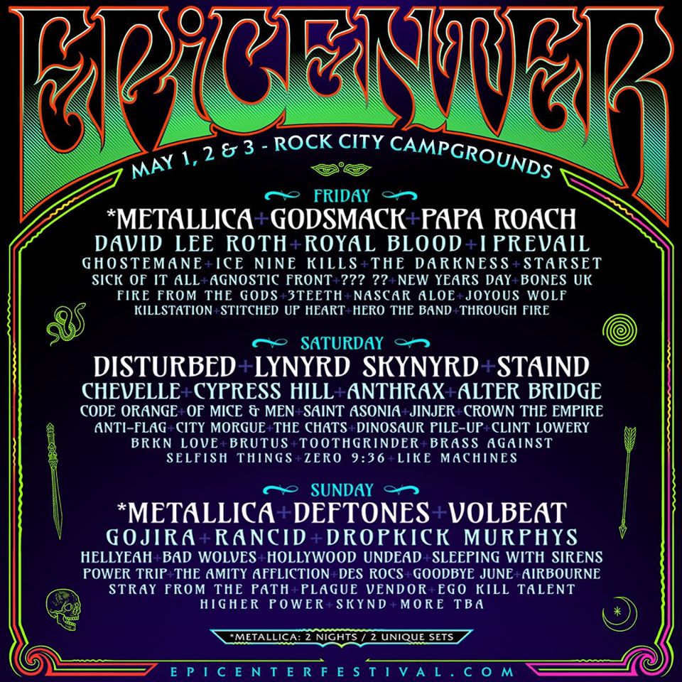 RockRevoltMag's tweet photo. EPICENTER ANNOUNCES EPIC LINEUP FOR 2020
#rockrevolt #rockrevoltmagazine #festivals #rockcity #rockmusic #musicislife #epicenter #metallica #paparoach #godsmack #lynrdyskynyrd #staind #gojira #deftones #volbert #dropkickmurphys #hellyeah #undead #anthrax #alterbridge #starset https://t.co/e1R11FSLPT