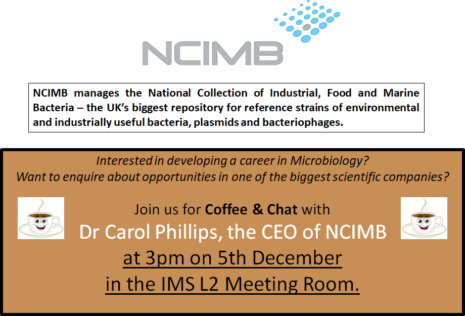 nvisionabdn's tweet photo. Our Next event is coffee and chat with Dr Carol Phillips, CEO of NCIMB. Dec 5th 3pm in the Lv2 CR. Bring your own cuppa and we've got the nibbles in <3 https://t.co/QhDAtEm8HZ