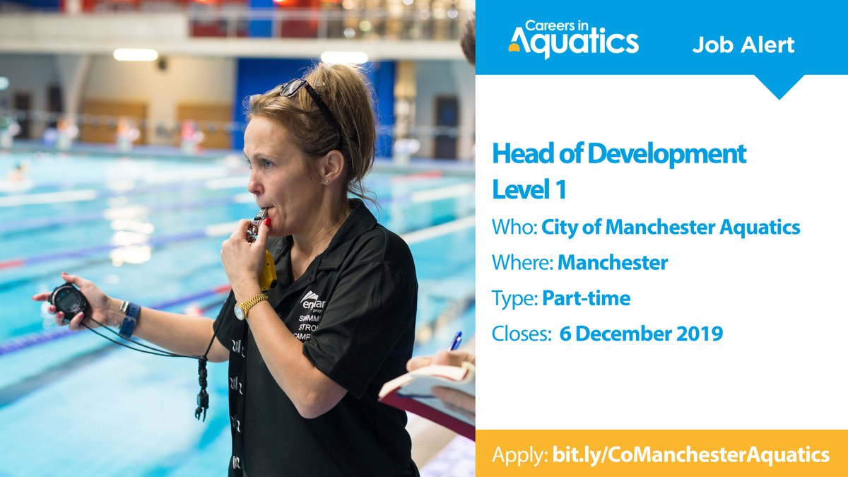 Swim England (@swim_england) on Twitter photo Job Alert | Level 1 qualified Head of Development needed by <a href="/WeAreComast/">City Of Manchester Swim Team</a> in Manchester.
Applications close in just over one week so get yours in before it's too late.
Closes: 6 December
Apply: bit.ly/CoManchesterAq… Job Alert | Level 1 qualified Head of Development needed by <a href="/WeAreComast/">City Of Manchester Swim Team</a> in Manchester.
Applications close in just over one week so get yours in before it's too late.
Closes: 6 December
Apply: bit.ly/CoManchesterAq…
