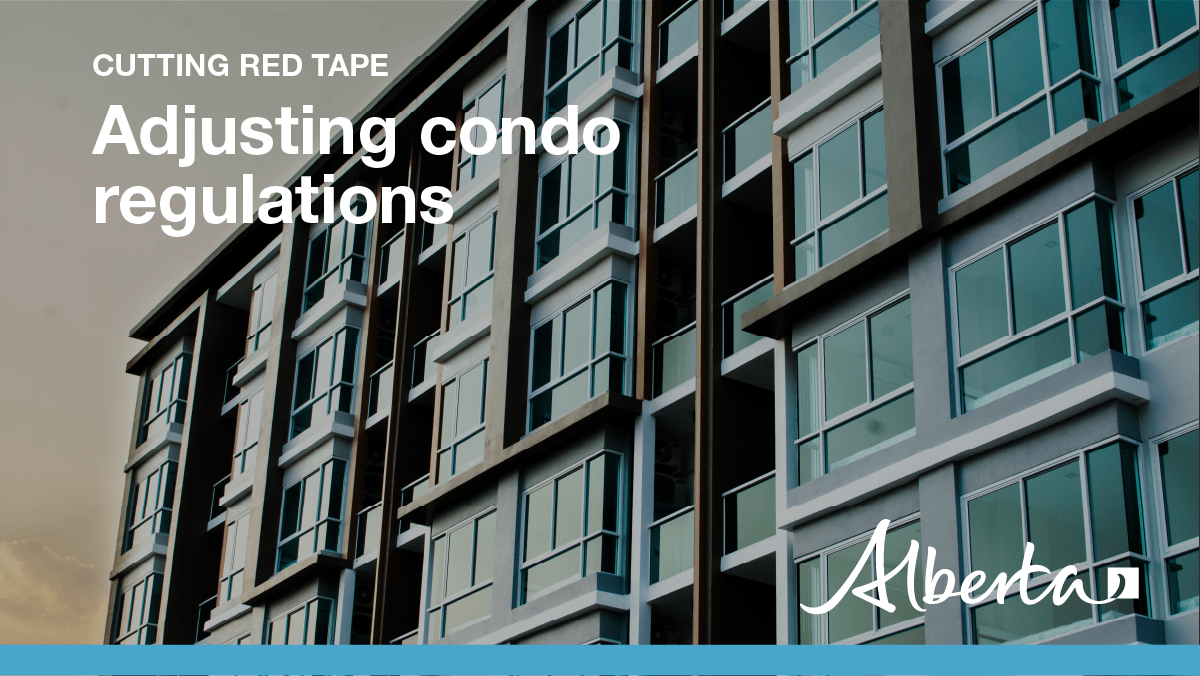 ServiceAlberta's tweet photo. After conducting a review over the summer, we’ve cut red tape from governance regulations for condominiums. These regulations will come into effect on January 1, 2020. Find out more here https://t.co/kmVaxWNwSg https://t.co/DrwoUPTN9f