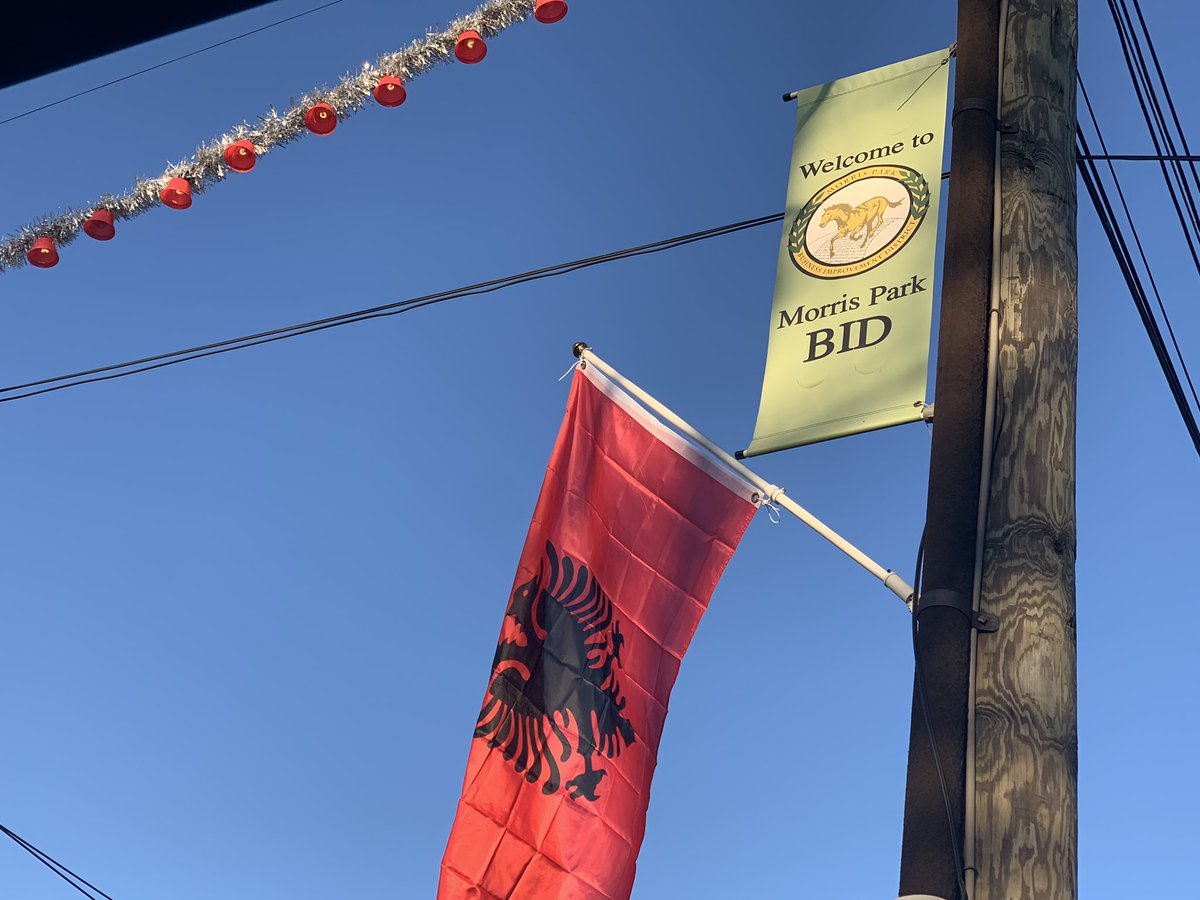 Morrisparkbid's tweet image. #MorrisPark looking festive for a double-celebration - #AlbanianFlag Day and #SmallBusinessSaturday! Join us for special treats, giveaways, music and raffles on Sat, Nov 30 at 775 Morris Park Ave, 2pm-4pm. @News12BX @MarkGjonajNY @RitchieTorres @SenatorBiaggi @NYSenatorRivera