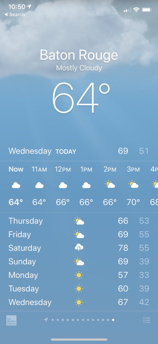 mistymac's tweet photo. The forecast for Saturday in Thibodaux vs. Baton Rouge.
Thibodaux= π€
Baton Rouge = β
I donβt know about you, but I love watching football on a beautiful sunshiny day. π€
Letβs #PackGuidry in Thibodaux and support @Nicholls_FB for their playoff game at home!
#geauxcolonels https://t.co/QLt48PZXue