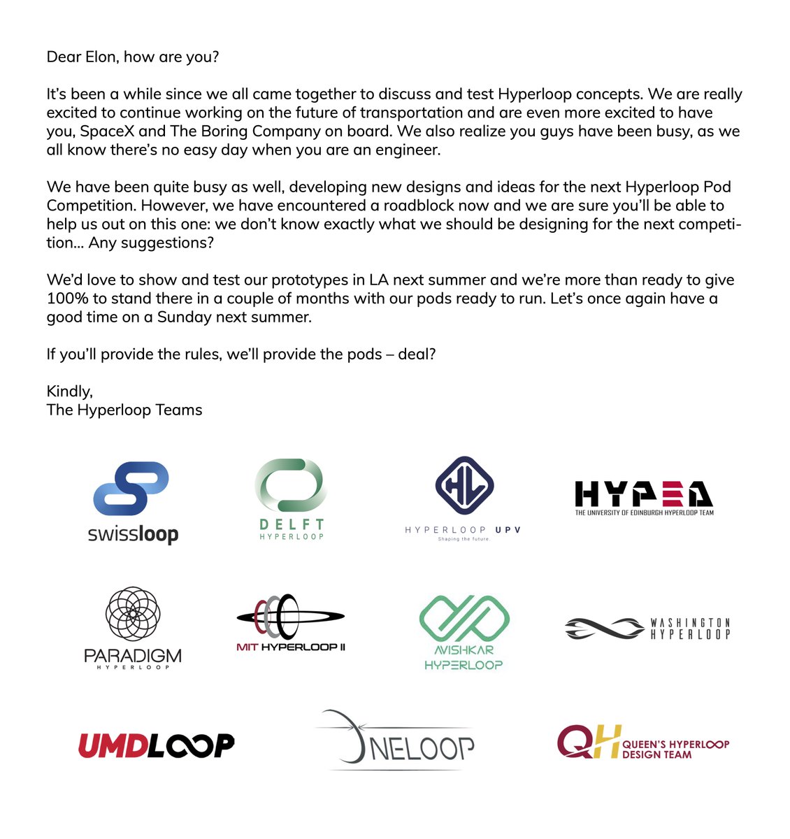 DelftHyperloop's tweet image. Dear @elonmusk, we&apos;ve got a letter for you. #dearElon