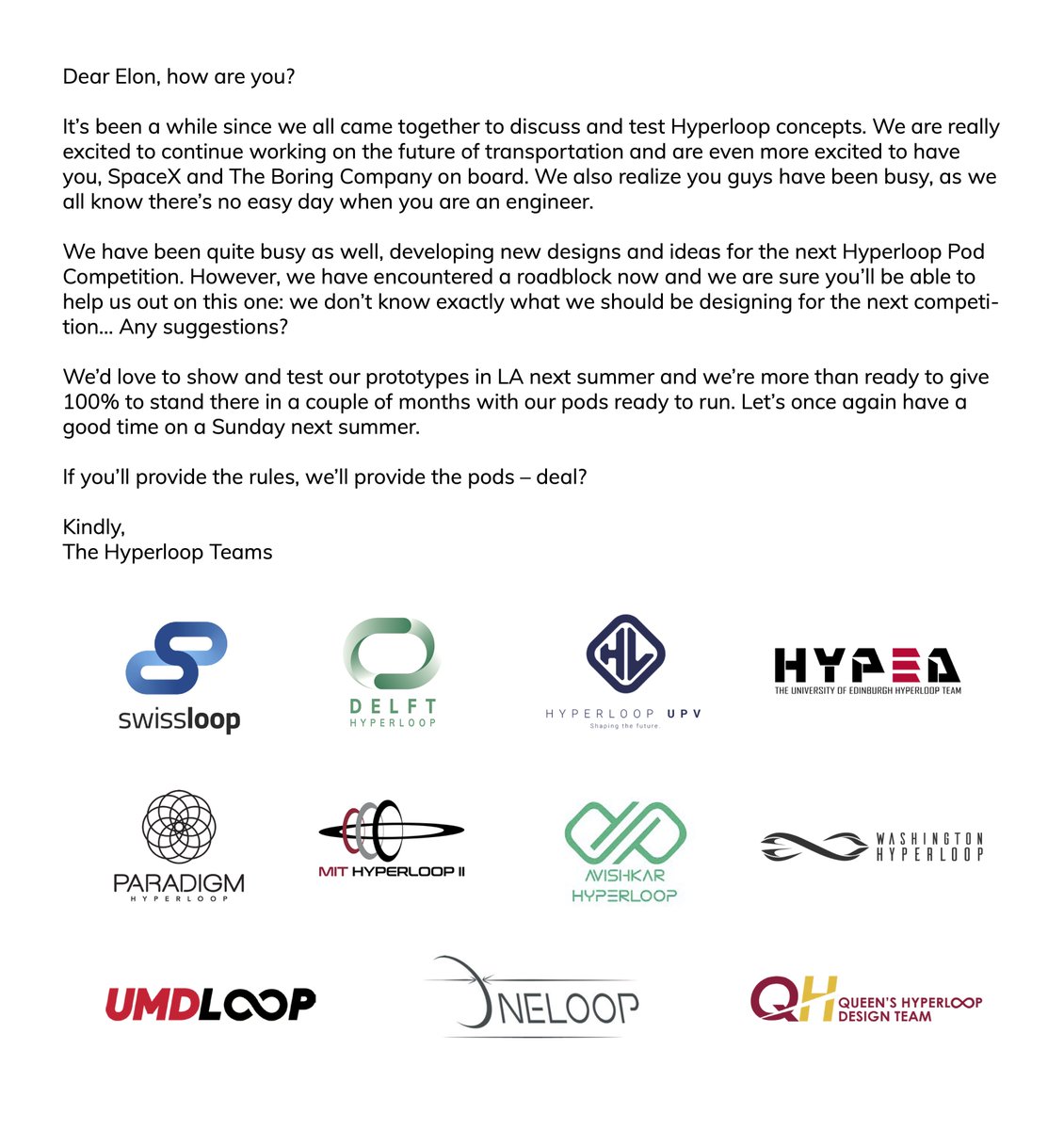 Dear @ElonMusk, we've got a letter for you. #DearElon