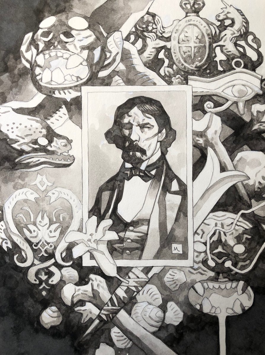 I almost never show work in progress but here's the unfinished and finished ink wash drawing for the the cover of the WITCHFINDER OMNIBUS. 