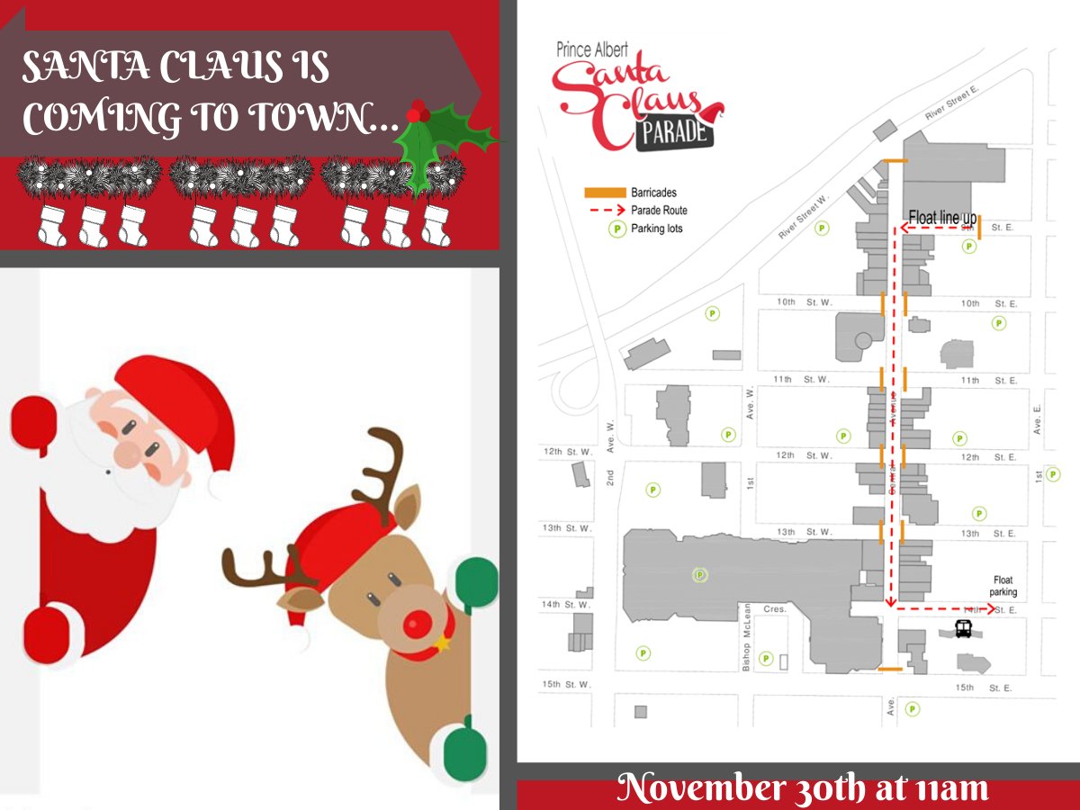 PAtourism's tweet photo. Santa Claus is coming to town...
Check out the Santa Claus Parade this weekend, and visit him at Gateway Mall!
#princealbertsk #SantaClaus https://t.co/5AndT6QlWO
