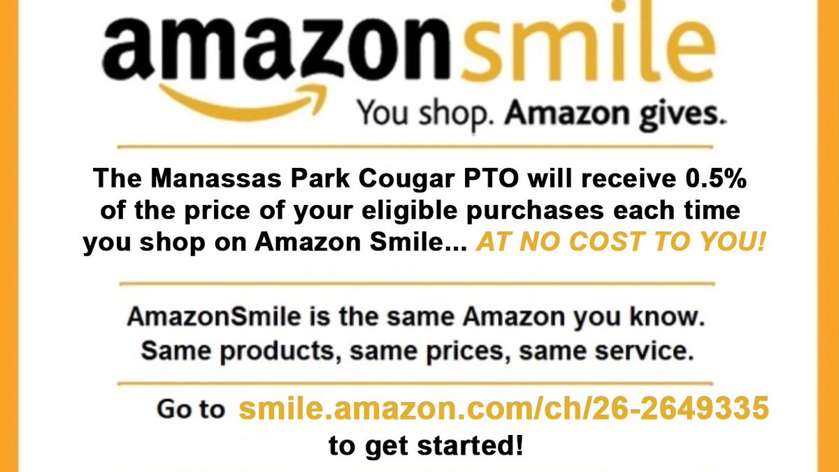 MP Friends! Preparing for #blackfriday #cybermonday? Remember to first link your <a href="/amazon/">Amazon</a> account to Manassas Park Cougar PTO! Then start your shopping at smile.amazon.com and 0.5% of your sales will be donated to the PTO! It's simple. You shop. Amazon gives. Kids benefit!