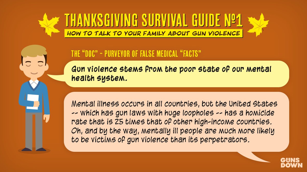 Worried about thanksgiving dinner? Is the family going to accuse you of being a gun-grabbing liberal?Well look no further than this thread for ways to evade their flagging logic   #Thanksgiving