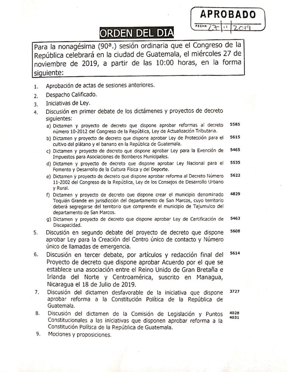 Bancada_Digna's tweet photo. Orden del día aprobado para la #SesiónPlenaria https://t.co/6JYCpy5Bii