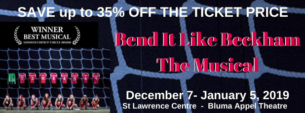 GroupTixCo's tweet photo. Bend it Like Beckham - The Musical based on the 2002 smash-hit movie is playing @StLawrenceCtrTo from Dec 7-Jan 5! Now is your chance to #SAVE up to 35% off the ticket price! Tickets as low as $32.50  #benditlikebeckham #torontomusicals 

Details HERE https://t.co/M2ELYNzsUj https://t.co/ShAsjeuzDN