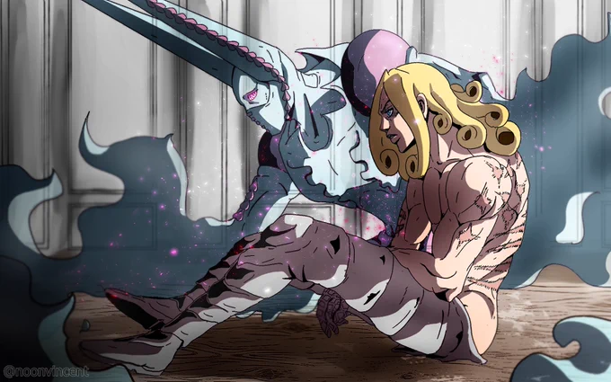 Part 7 SPOILERS !

I redrew a panel from the manga that I really like.
President Valentine and D4C ?? 