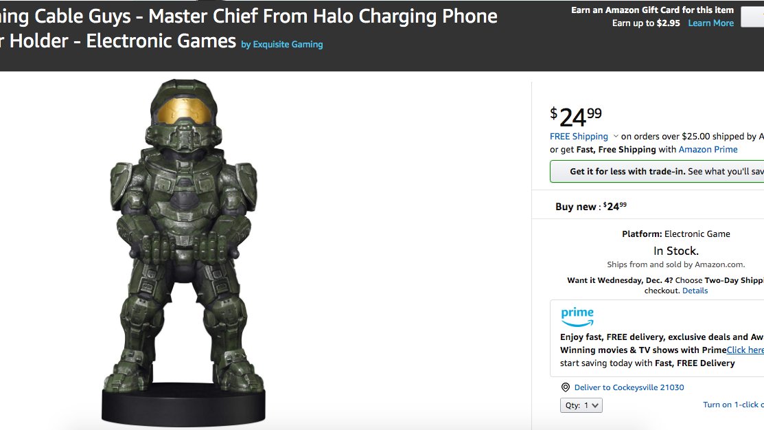 MASTER CHIEF Cable Guy Available NOW on AMAZON US! Perfect for HALO Reach and Team Noble Play. 

Limited Quantity - Get him TODAY before he's SOLD OUT!
bit.ly/MC_CG

#Halo #CableGuys #HaloCollector #XBOX #HaloReach #Hcs