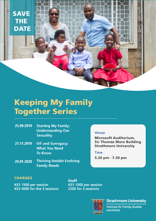 StrathU's tweet photo. 29.01.2020: Save the date for the next #StrathmoreIFSE #keepingmyfamilytogether series. #oursexuality #iamstrathmore. https://t.co/wtYhZpRERi
