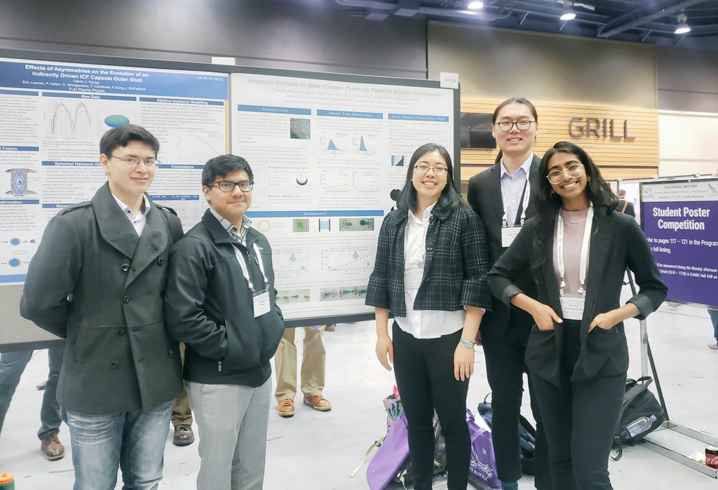 FalconDynamics's tweet photo. Attending @APSMeetings Division of Fluid Dynamics is always a rewarding experience! We presented work on fiber coating with thermal effects and REU project on micro-encapsulation with energy minimization. Student from @UCLAMathematics @MITMath @UChicagoPSD @ucmerced #apsdfd https://t.co/JsFPNnMkjL