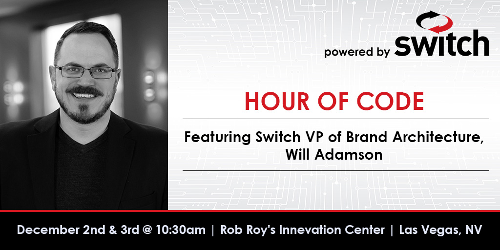 Switch's tweet photo. Switch is a proud supporter of #STEAMEducation and we're excited to host #HourOfCode at Rob Roy's @Innevation Center on December 2nd & 3rd featuring @Switch VP of Brand Architecture, Will Adamson! #SwitchSTEAM #PoweredBySwitch #KidsInSTEAM #CSEdWeek @hourofcode @codeorg https://t.co/gHKux5i5by