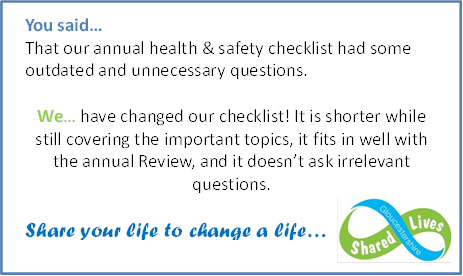 SharedLivesGCC's tweet photo. Regular monitoring is crucial to a safe and supported arrangement, but it should always add value to every party! We had feedback that our Health and Safety checklist had outdated questions (cool door, anyone?), so we've changed it. #YouSaidWeDid #GSL https://t.co/kXFjXtXDby
