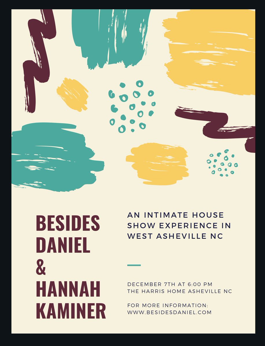 besidesdaniel's tweet image. Pumped to be playing in Asheville with #hannahKaminer DEC 7th 2019 - more info at besidesdaniel.com