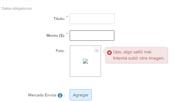 leamancini's tweet photo. @mercadopago sigo sin poder subir jpg o png en las fotos del botón o link de pago, siempre aparece este mensaje: Ups, algo salió mal. Intentá subir otra imagen. https://t.co/0WOaxhh4Dn