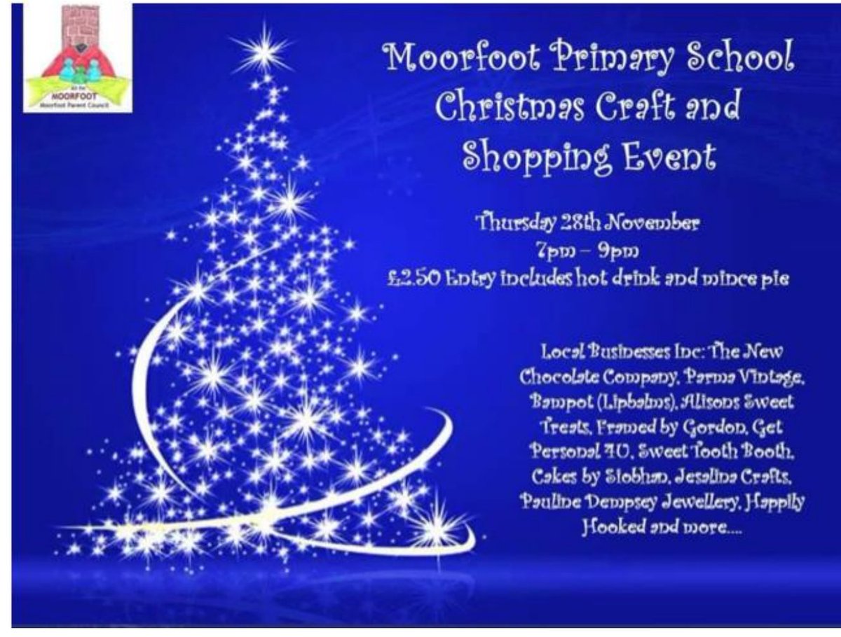 Moorfoot Primary (@moorfootpr) on Twitter photo Tomorrow night is our Christmas Craft and Shopping Event! £2.50 entry includes hot drink and mince pie. We also have the wonderful My Sweet Art's Gadsya doing face painting! <a href="/Gadsya_/">Gadsya angela Byrne</a> Tomorrow night is our Christmas Craft and Shopping Event! £2.50 entry includes hot drink and mince pie. We also have the wonderful My Sweet Art's Gadsya doing face painting! <a href="/Gadsya_/">Gadsya angela Byrne</a>
