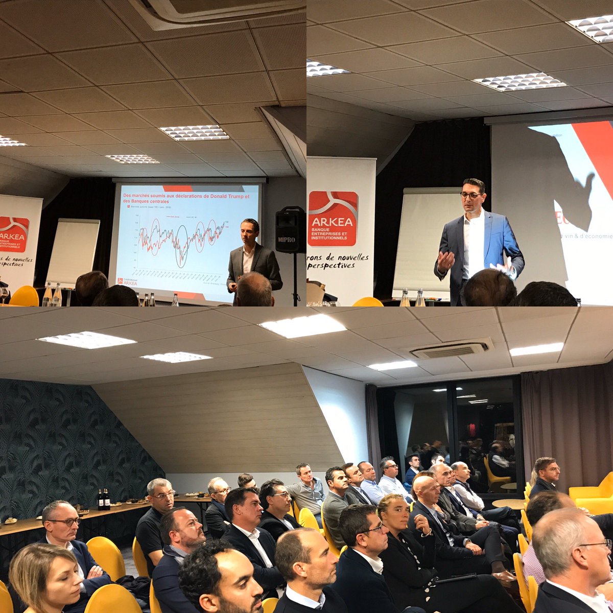 Très belle soirée <a href="/cmarkea/">Crédit Mutuel Arkéa</a> à Vannes   Sur le thème de l économie et le vin auprès de dirigeants morbihannais. Merci @P__Chollet pour son intervention.