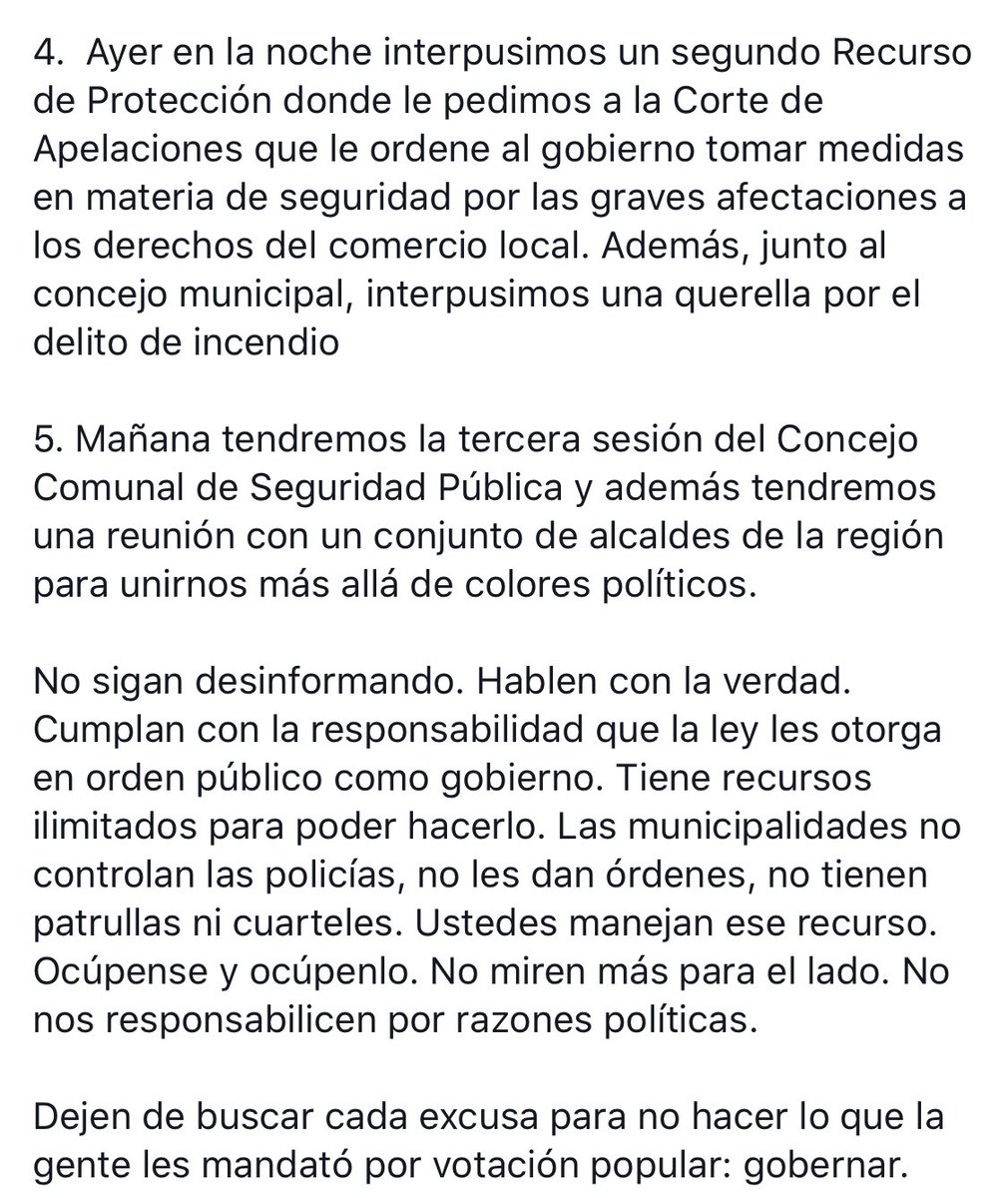 JorgeSharp's tweet photo. Sobre el Recurso de Protección interpuesto por 7 concejales, respecto al manejo de escopetas de perdigones y gases lacrimógenas sobre manifestantes, acá una aclaración ante los dichos del intendente Martínez. https://t.co/C3fIriDIzB