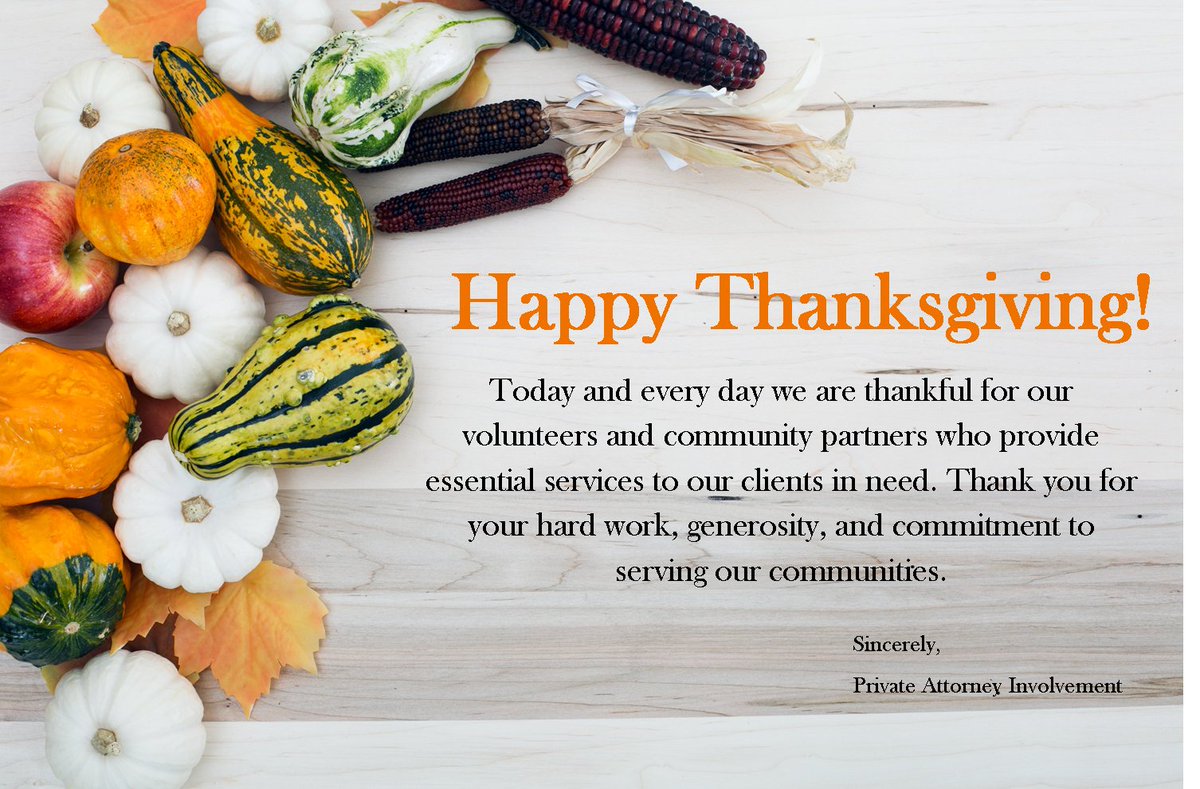 Thank you to our dedicated volunteers and entire legal services community! #HappyThanksgiving