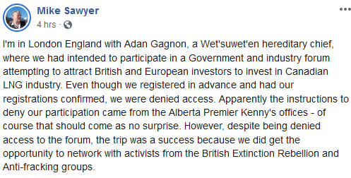 EnviroWatcher's tweet photo. Glad to hear anti-lng activists got shut out of conference in London they went to disrupt. Wonder who paid all the expenses?? #lnginbc #bclng #bcpoli #activistfail https://t.co/JIfIDbZnjM