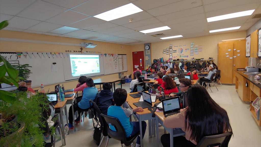 MsMierzwinski's tweet image. Shout out to @KCinaps for teaching our 6/7 class how to code! #scratchmit #coding #kidscoding #educhat #dpcdsb #techlife #stem #learning #programming @scratch @medialab @StMatthewDPCDSB