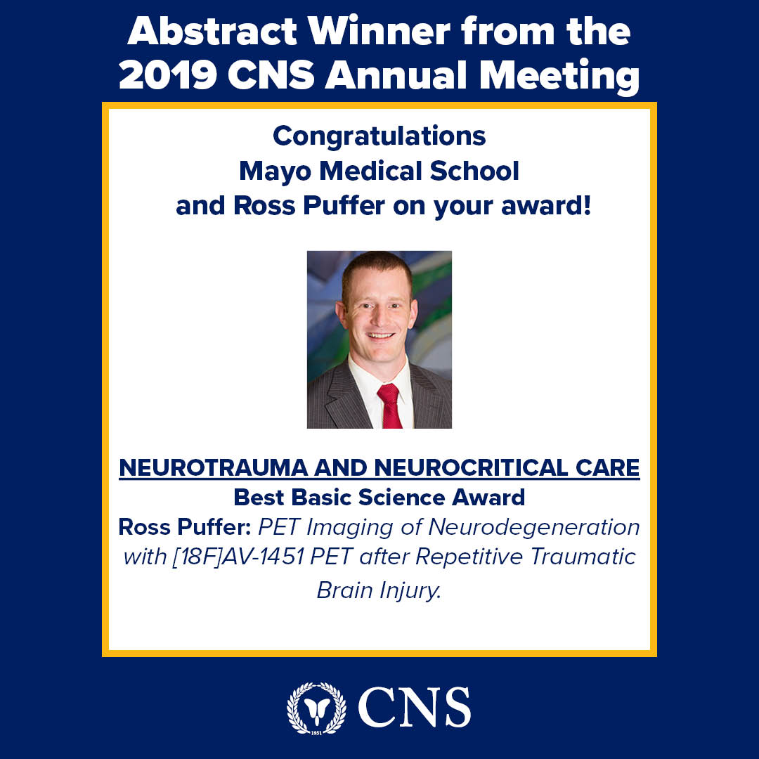 CNS_Update's tweet photo. Congratulations to Ross Puffer on winning the Neurotrauma and Neurocritical Care Best Basic Science Award! https://t.co/nH801yf740