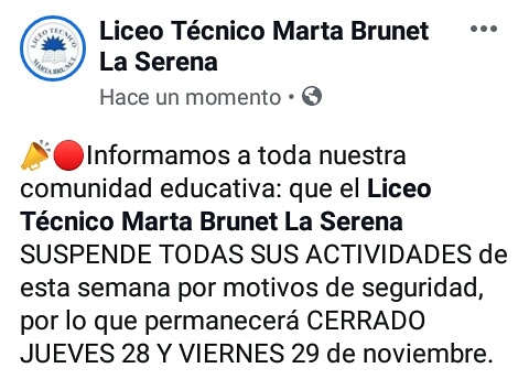 LiceoMBrunet's tweet photo. ⚠CLASES SUSPENDIDAS ESTA SEMANA https://t.co/s4fUuiJgyR