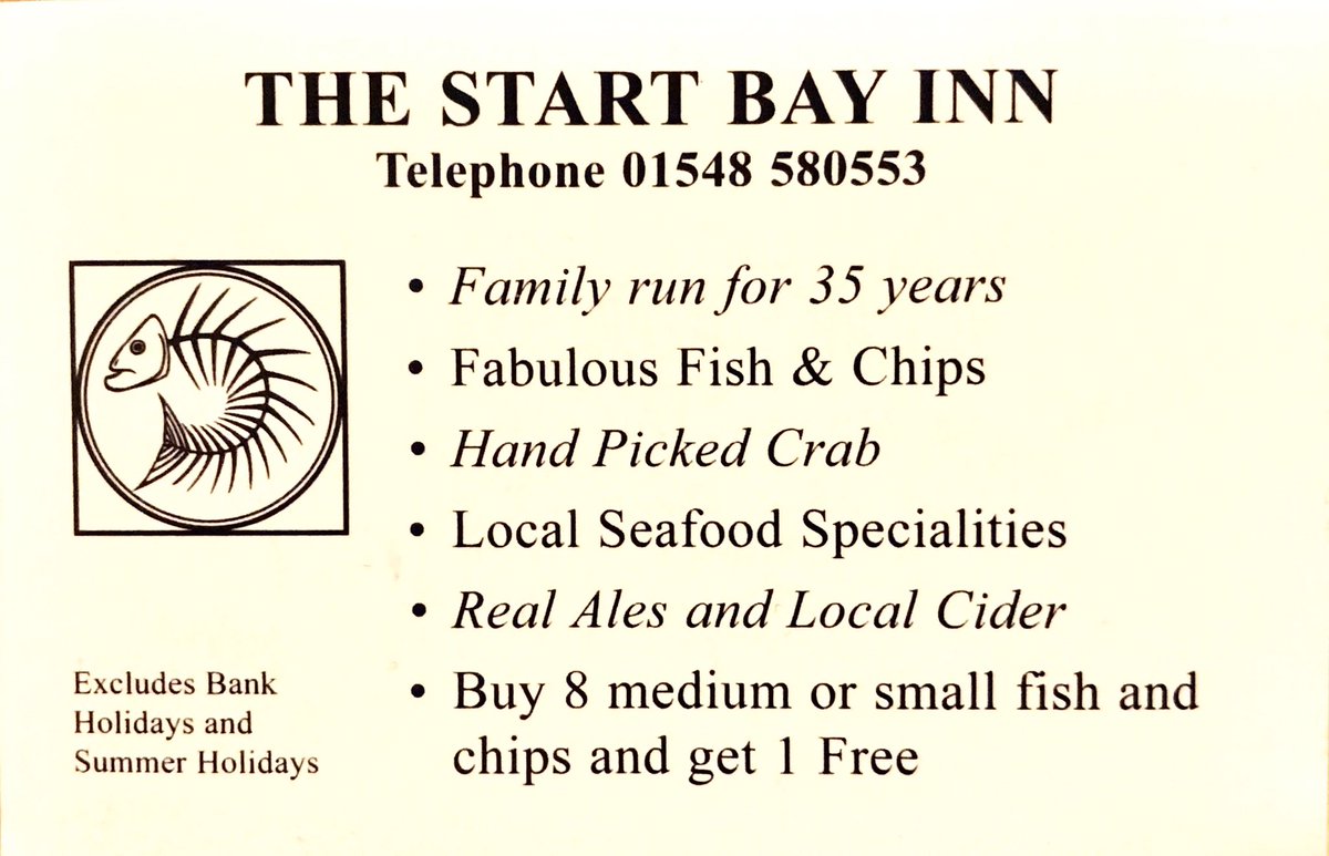 Next time you’re in, don’t forget to ask for a loyalty card. Another gift from us to you for your continued support.  Who doesn’t love free fish &amp; chips? 🐟 
#startbayinn #startbay #torcross #slaptonsands #fishandchips #loyaltycard